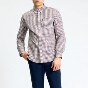 Ben Sherman Men's Signature House Check Shirt Mod Fit Red Navy White Size Large